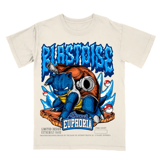 Blastoise graphic tee, hand-drawn and numbered