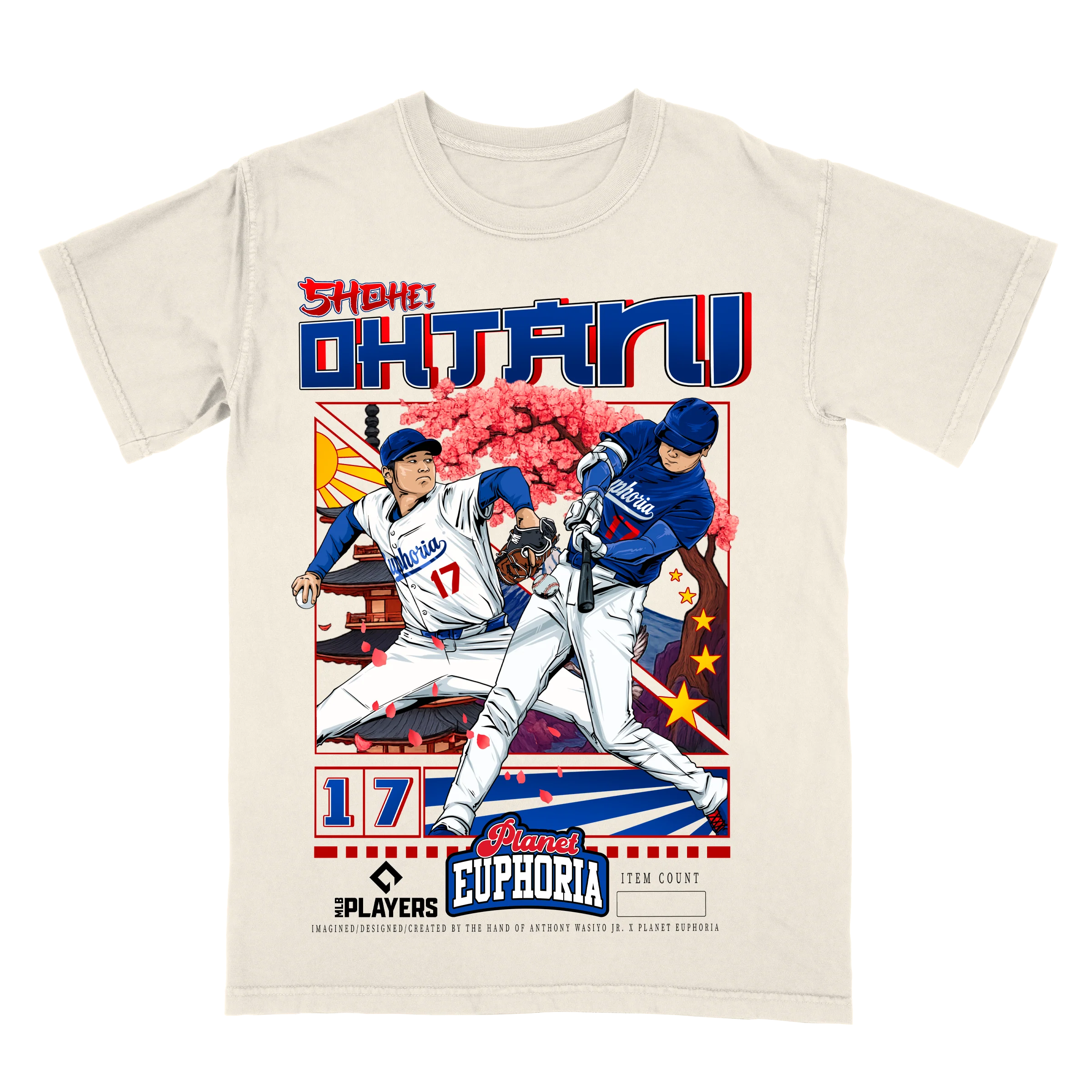 Shohei Ohtani graphic t-shirt, Los Angeles two-way star design, numbered to 500